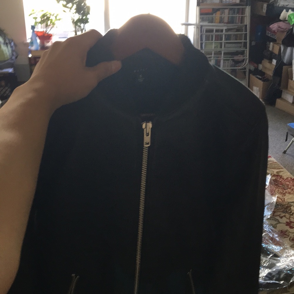 Black Bomber Leather Jacket by DSTLD sz S NWT